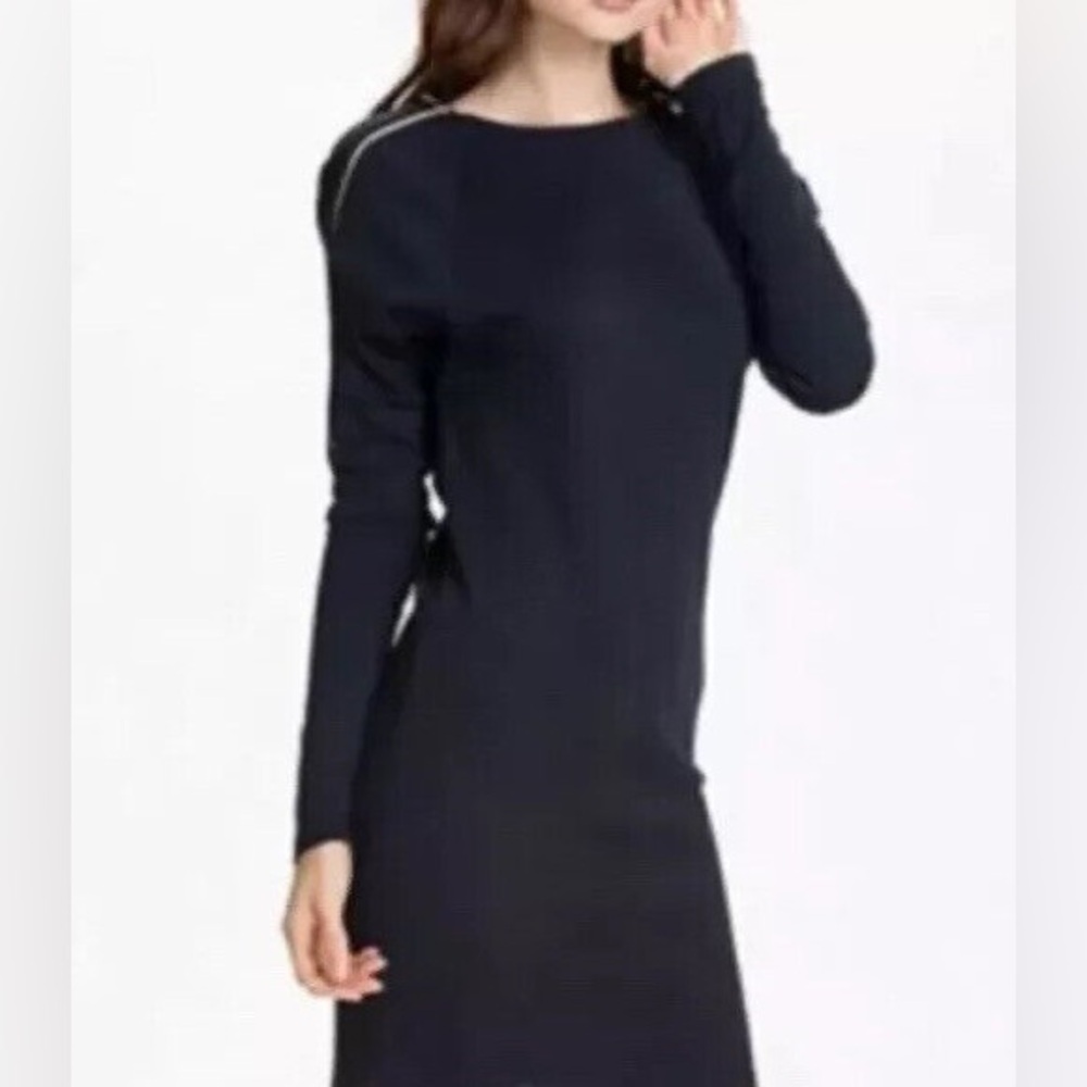 MICHAEL Michael Kors black knit sweater zipper dress size XS